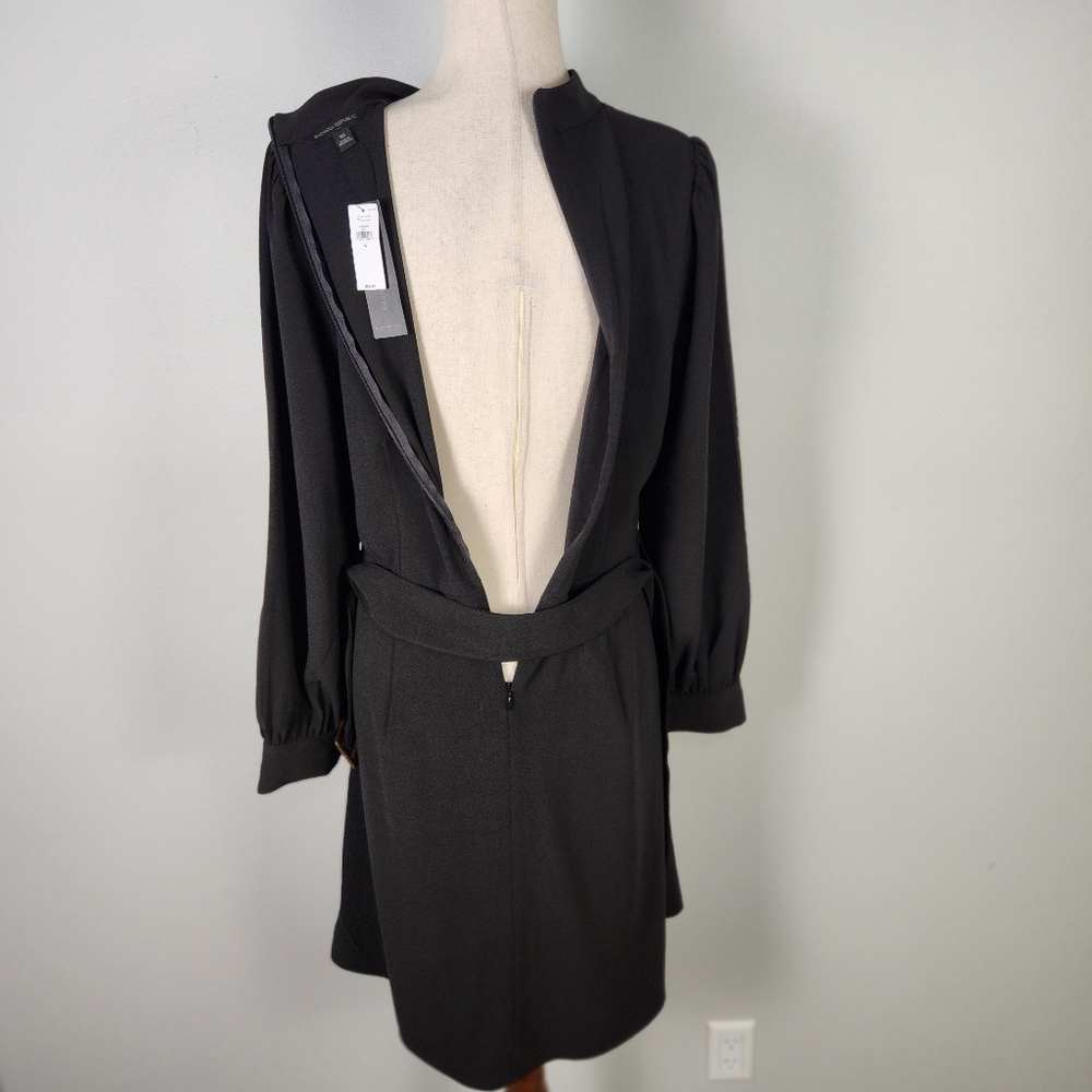 NWT Banana Republic Black Mock Neck Belted Fit & Flare Mini Dress Size 10 #0602 - Picture 9 of 14